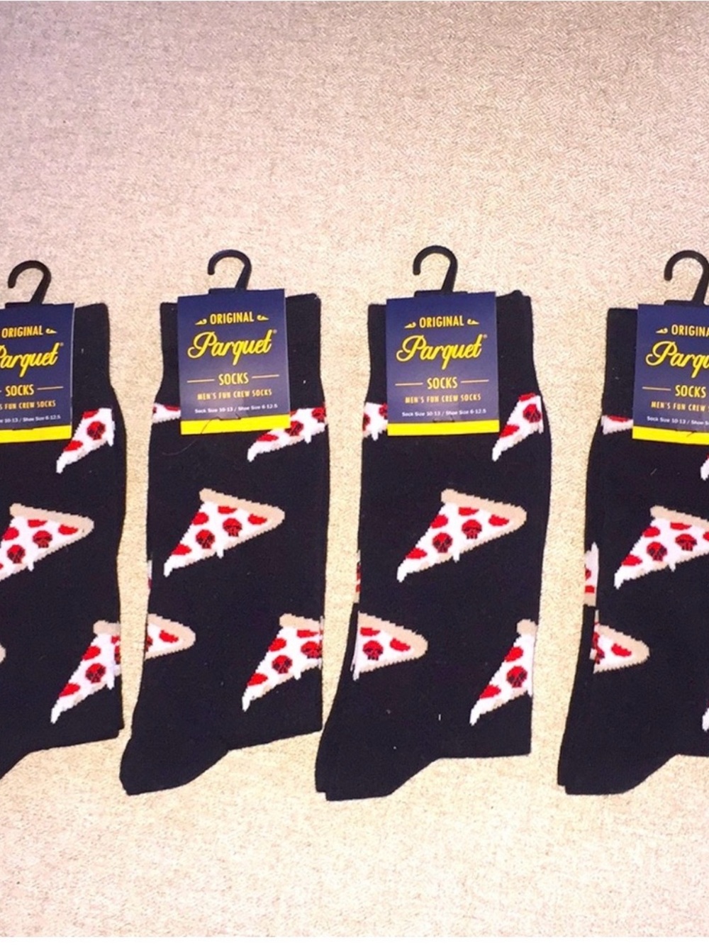 Parquet Men’s Novelty Crew Socks Pizza Slice 4 Pack